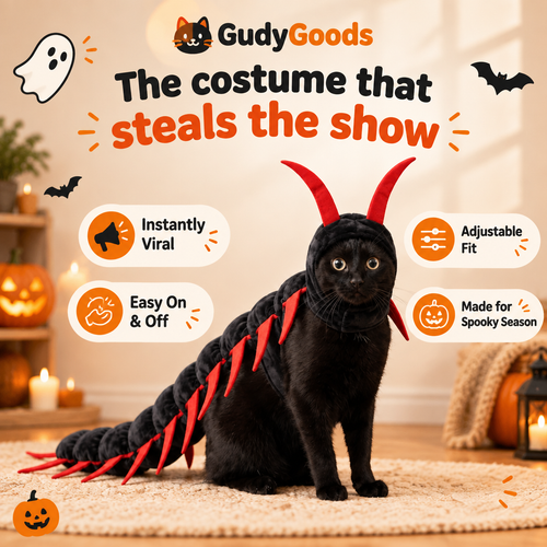 GudyGoods centipede costume feature highlights - viral, adjustable, easy on and off